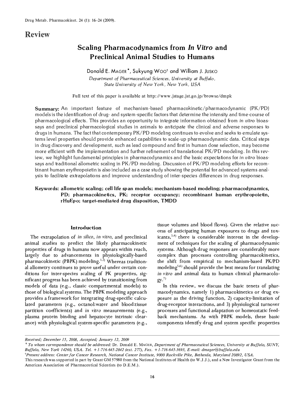 Scaling Pharmacodynamics from In Vitro and Preclinical Animal Studies to Humans 