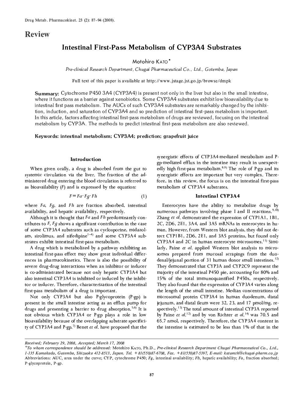 Intestinal First-Pass Metabolism of CYP3A4 Substrates