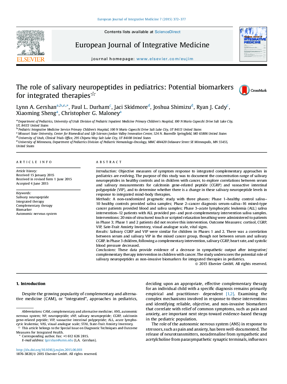 The role of salivary neuropeptides in pediatrics: Potential biomarkers for integrated therapies 