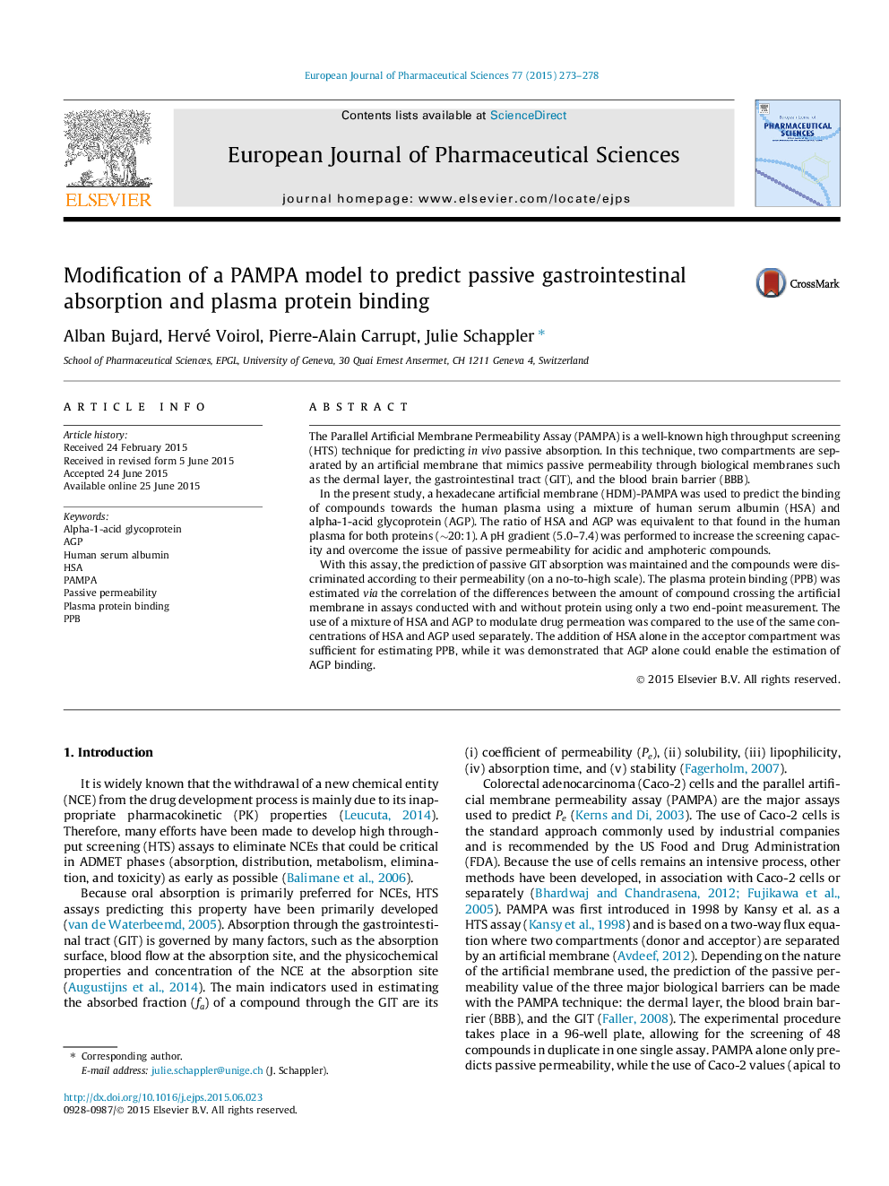 Modification of a PAMPA model to predict passive gastrointestinal absorption and plasma protein binding