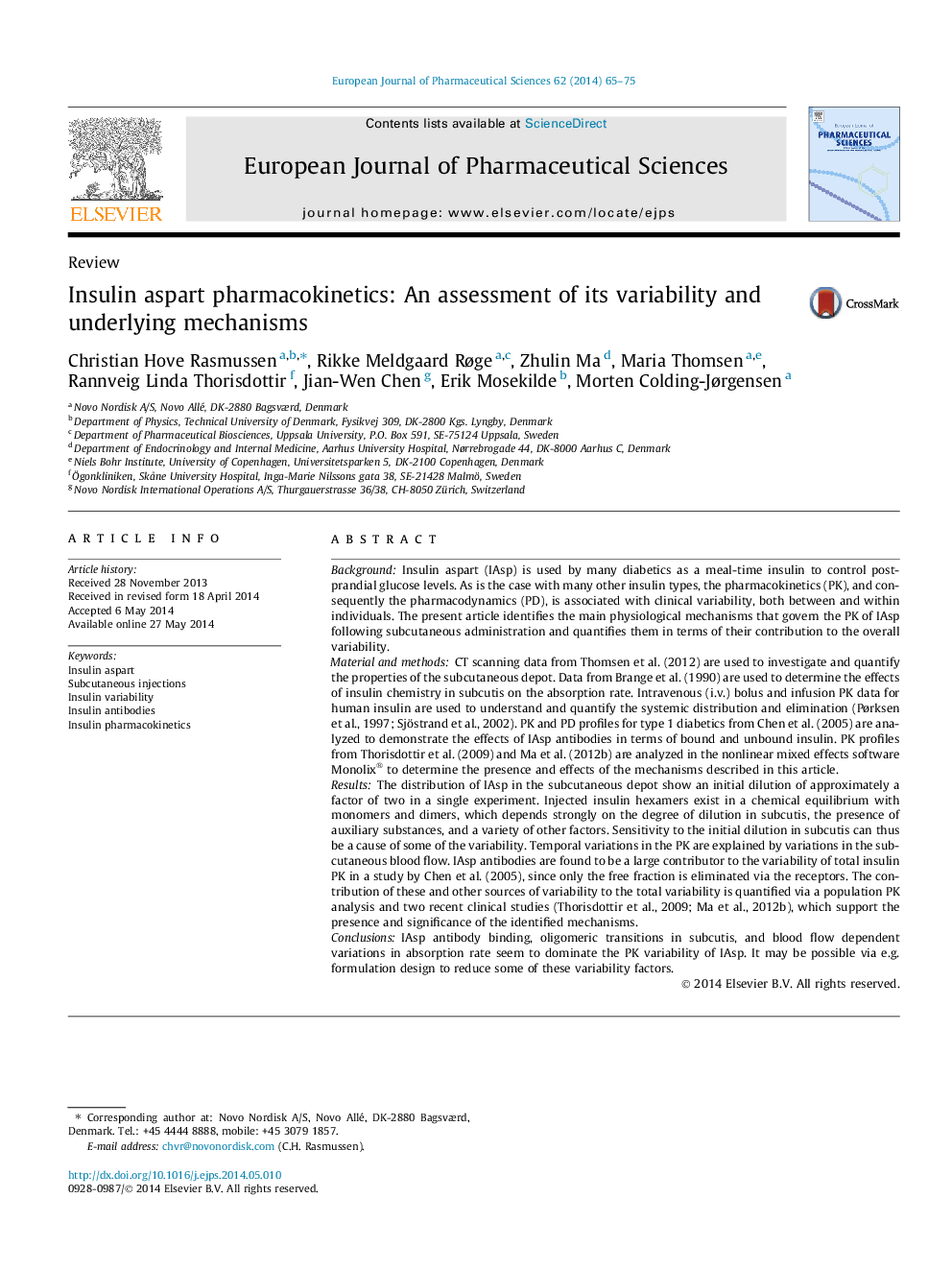 Insulin aspart pharmacokinetics: An assessment of its variability and underlying mechanisms