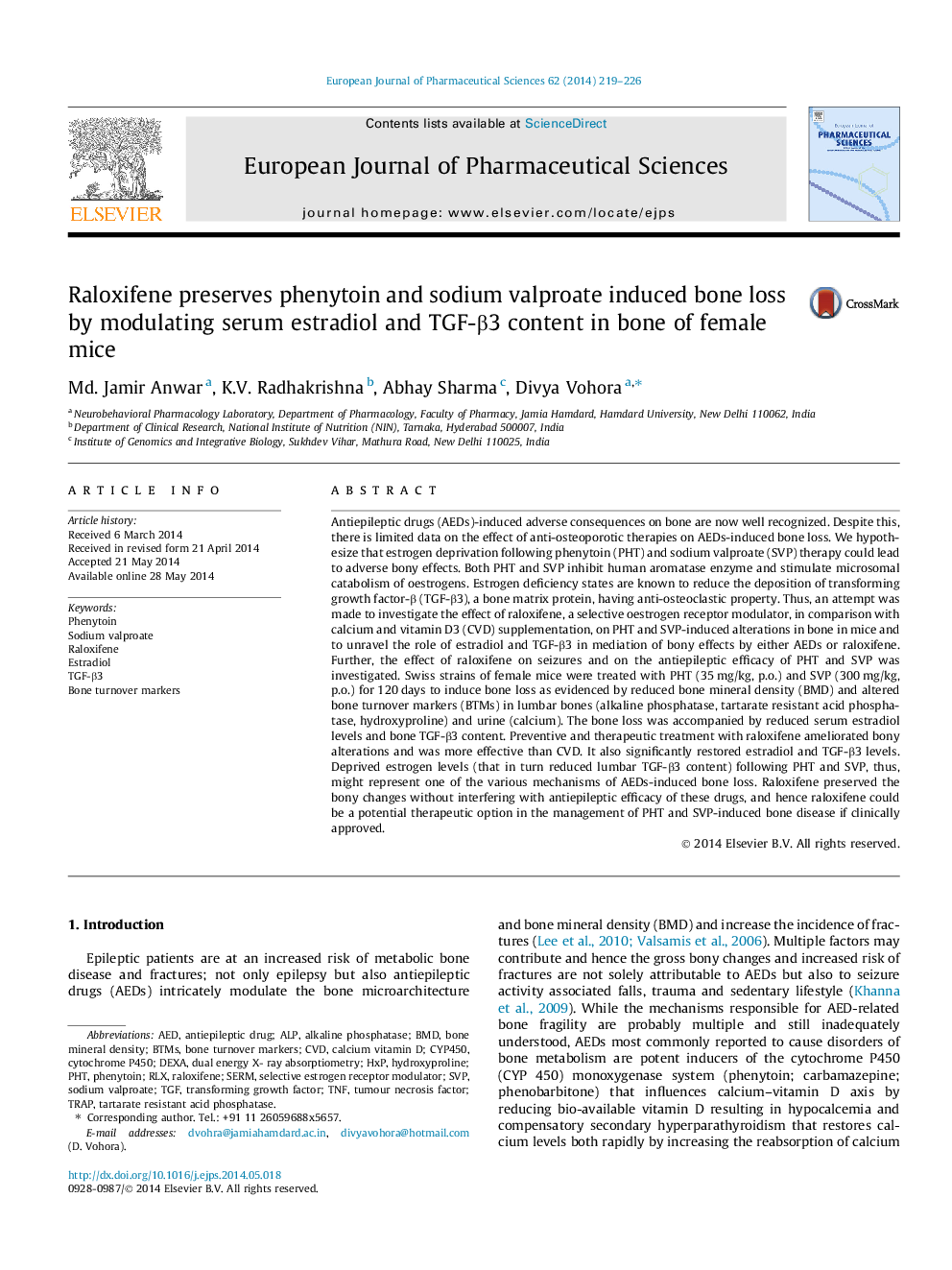 Raloxifene preserves phenytoin and sodium valproate induced bone loss by modulating serum estradiol and TGF-β3 content in bone of female mice