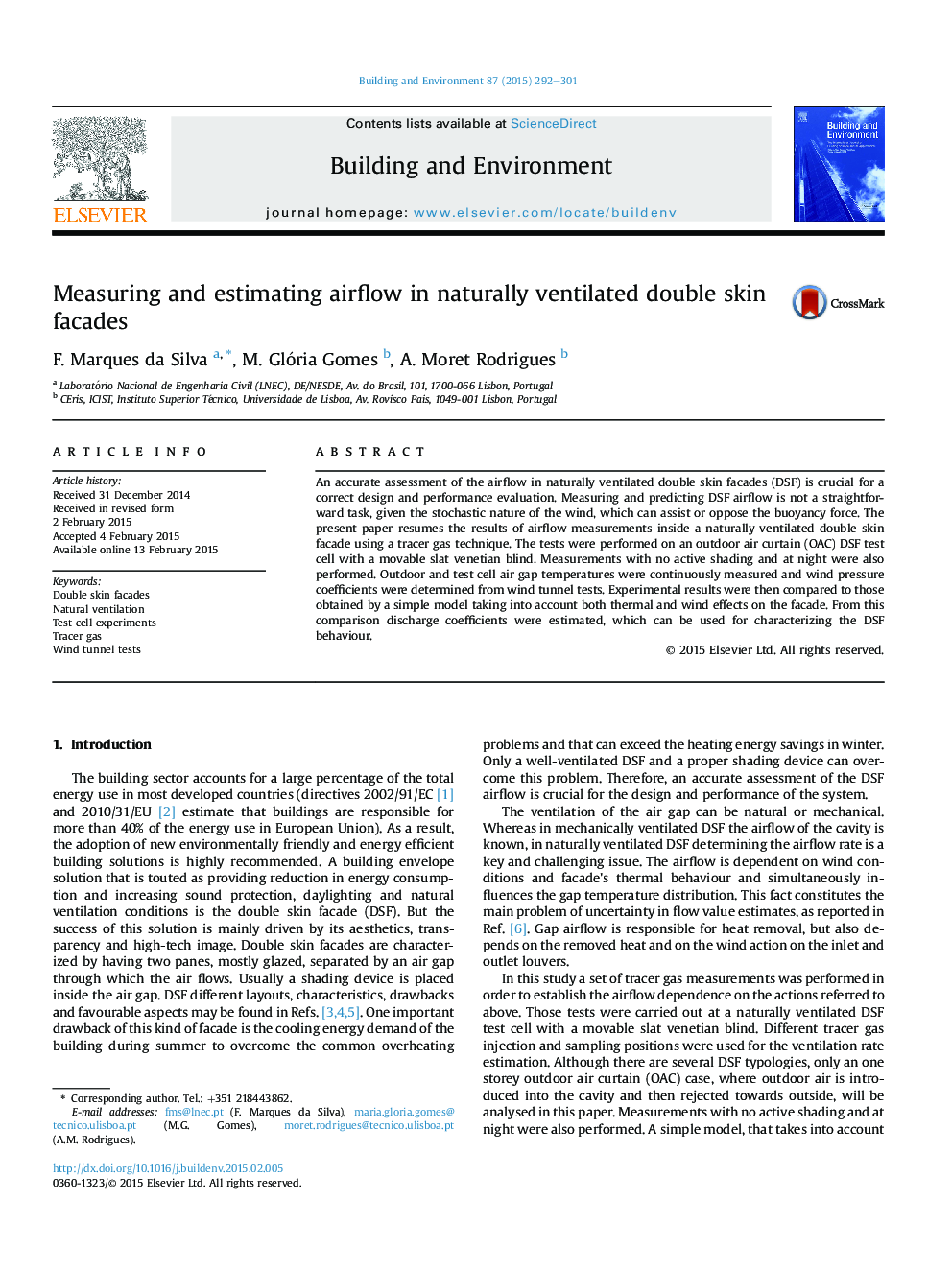 Measuring and estimating airflow in naturally ventilated double skin facades