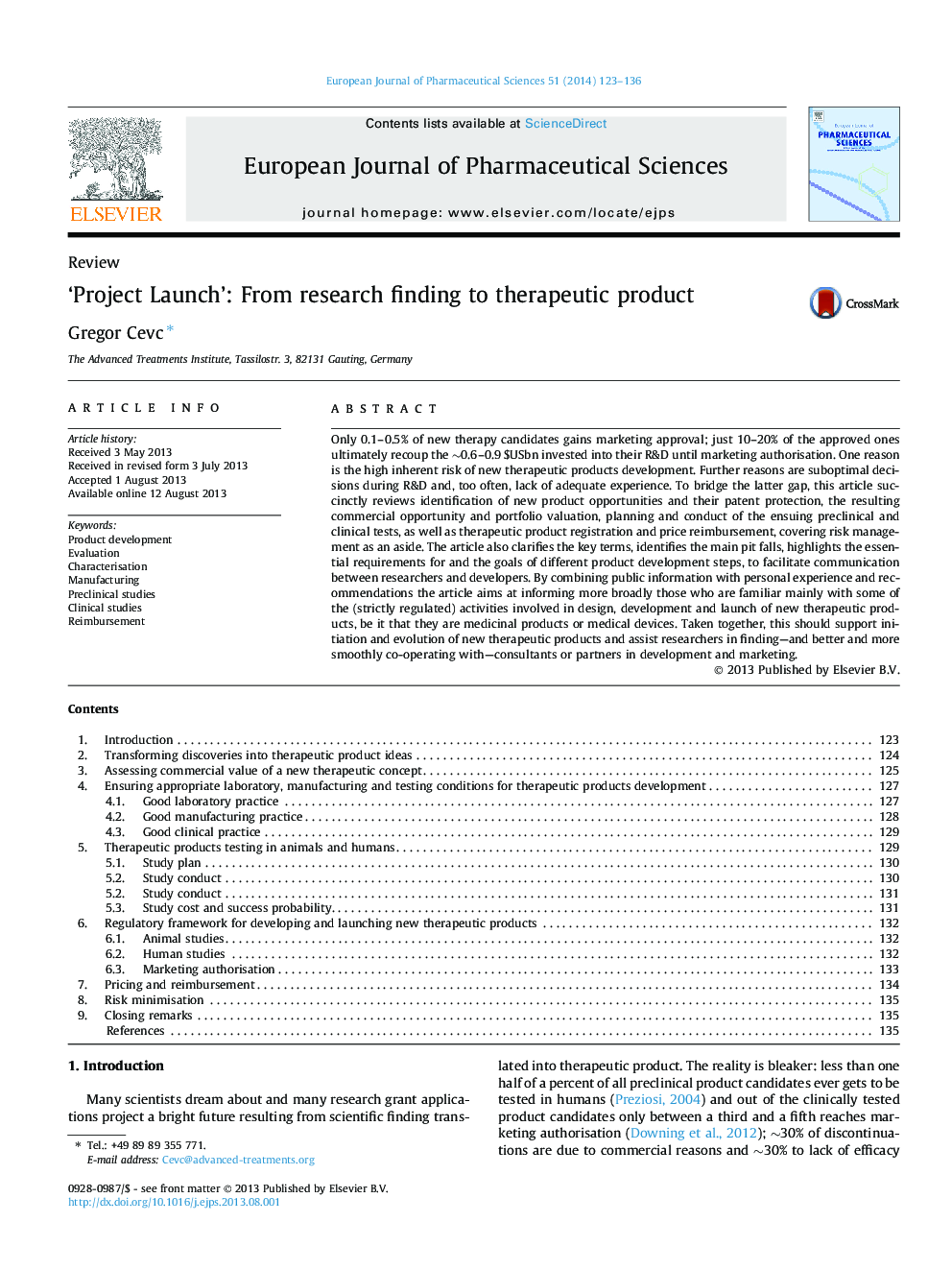 ‘Project Launch’: From research finding to therapeutic product