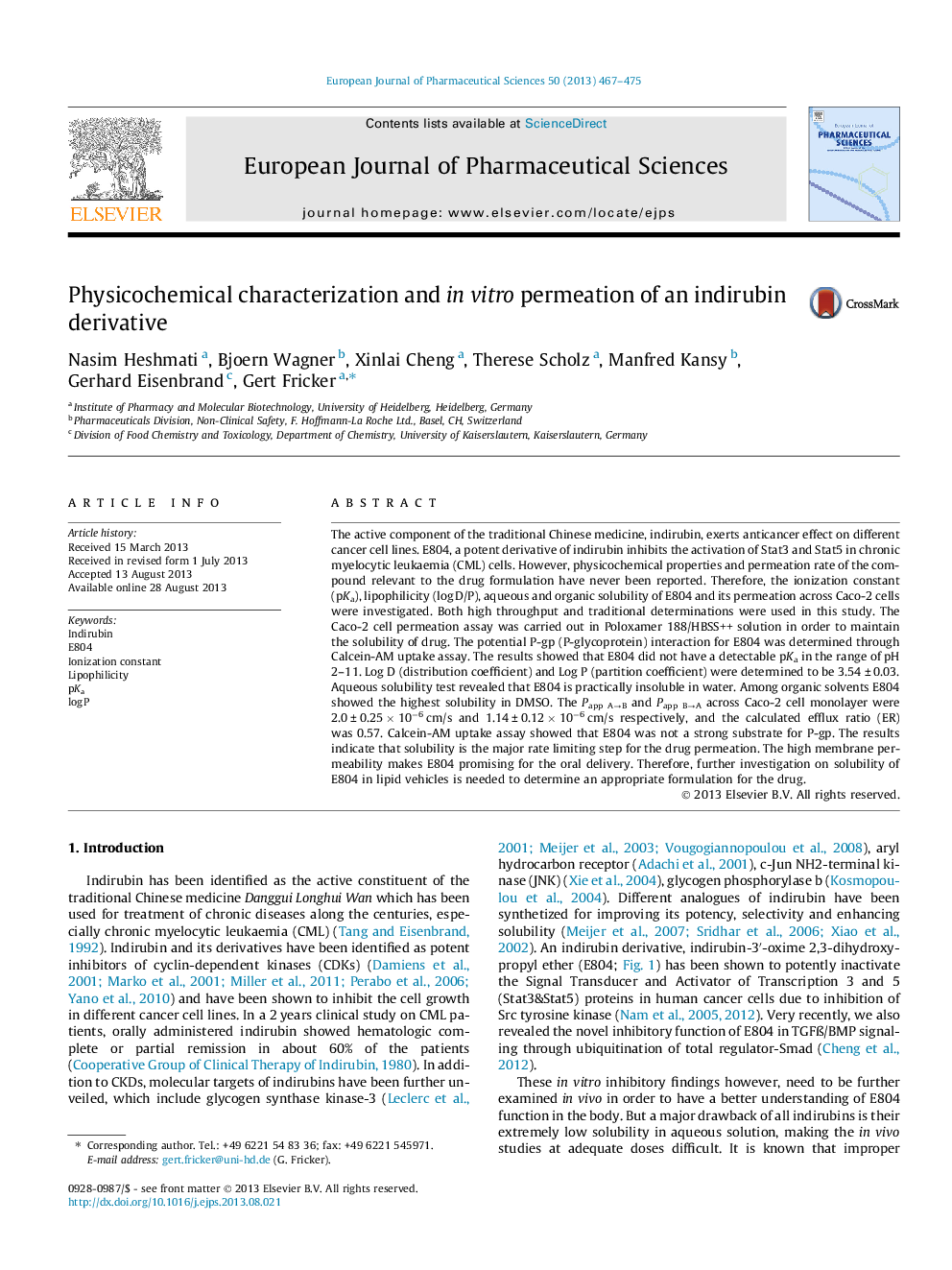 Physicochemical characterization and in vitro permeation of an indirubin derivative