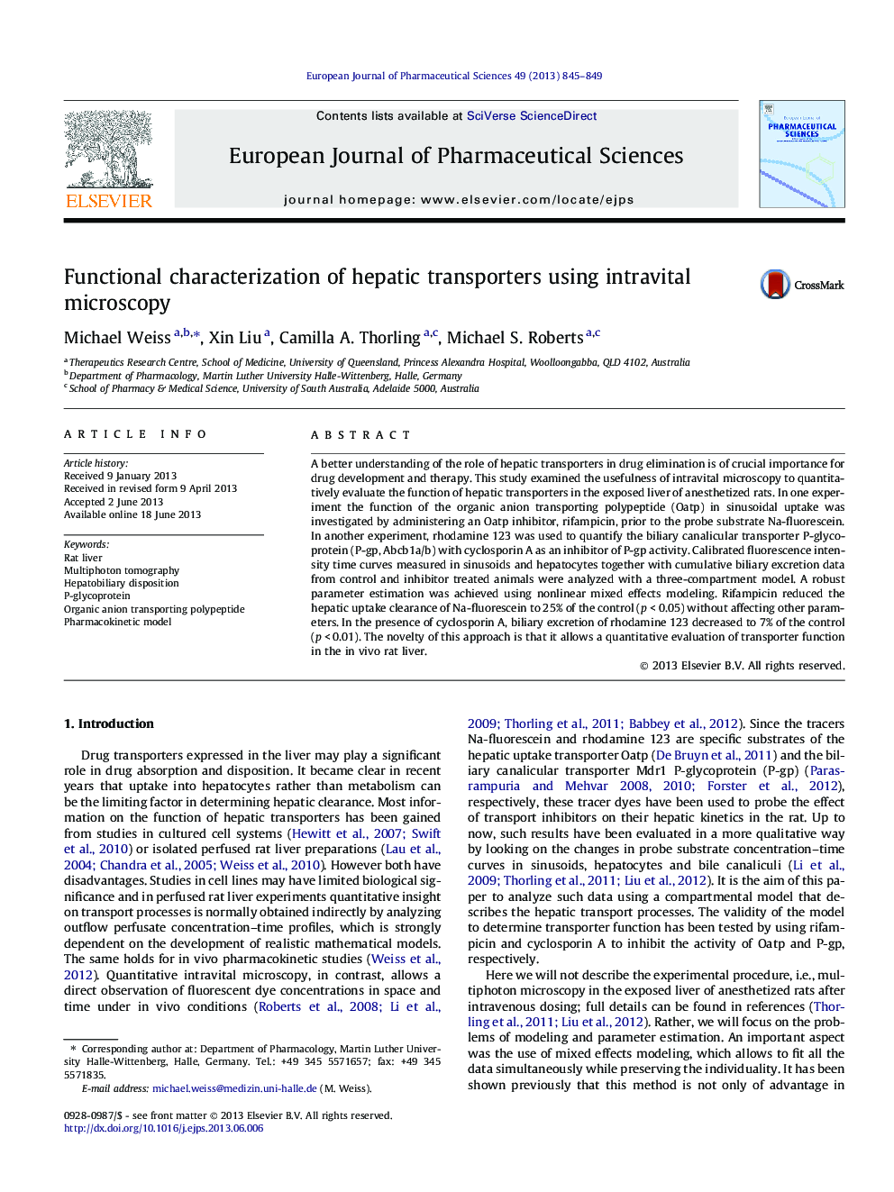 Functional characterization of hepatic transporters using intravital microscopy