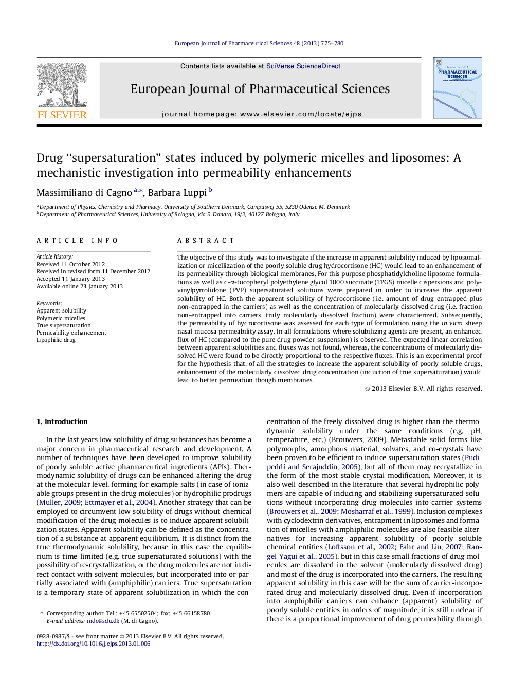 Drug “supersaturation” states induced by polymeric micelles and liposomes: A mechanistic investigation into permeability enhancements