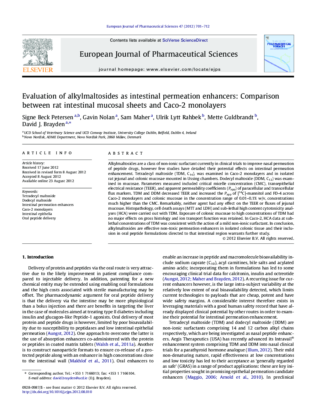 Evaluation of alkylmaltosides as intestinal permeation enhancers: Comparison between rat intestinal mucosal sheets and Caco-2 monolayers