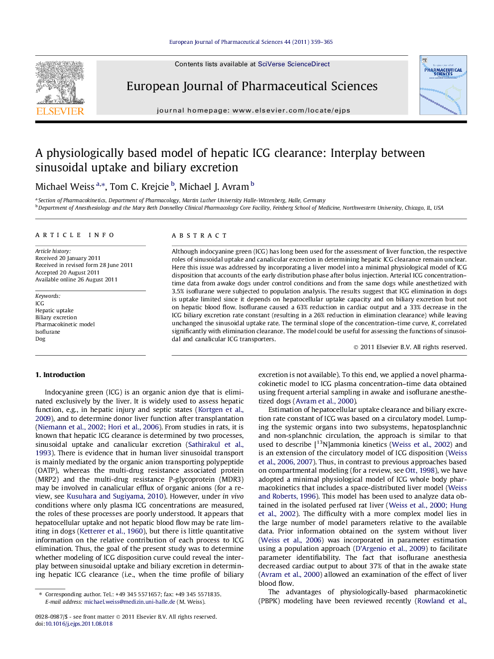 A physiologically based model of hepatic ICG clearance: Interplay between sinusoidal uptake and biliary excretion