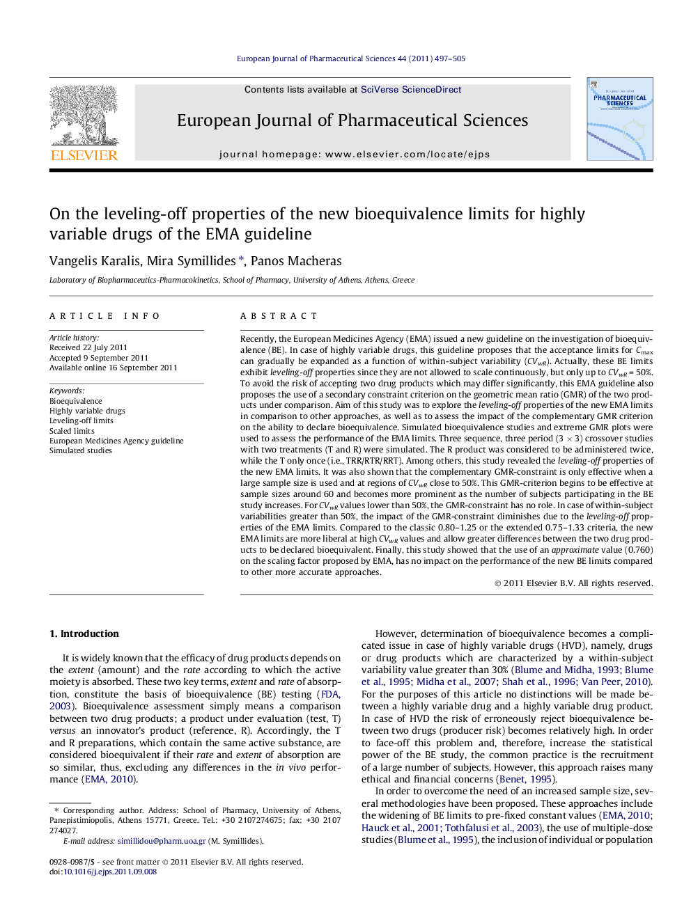 On the leveling-off properties of the new bioequivalence limits for highly variable drugs of the EMA guideline