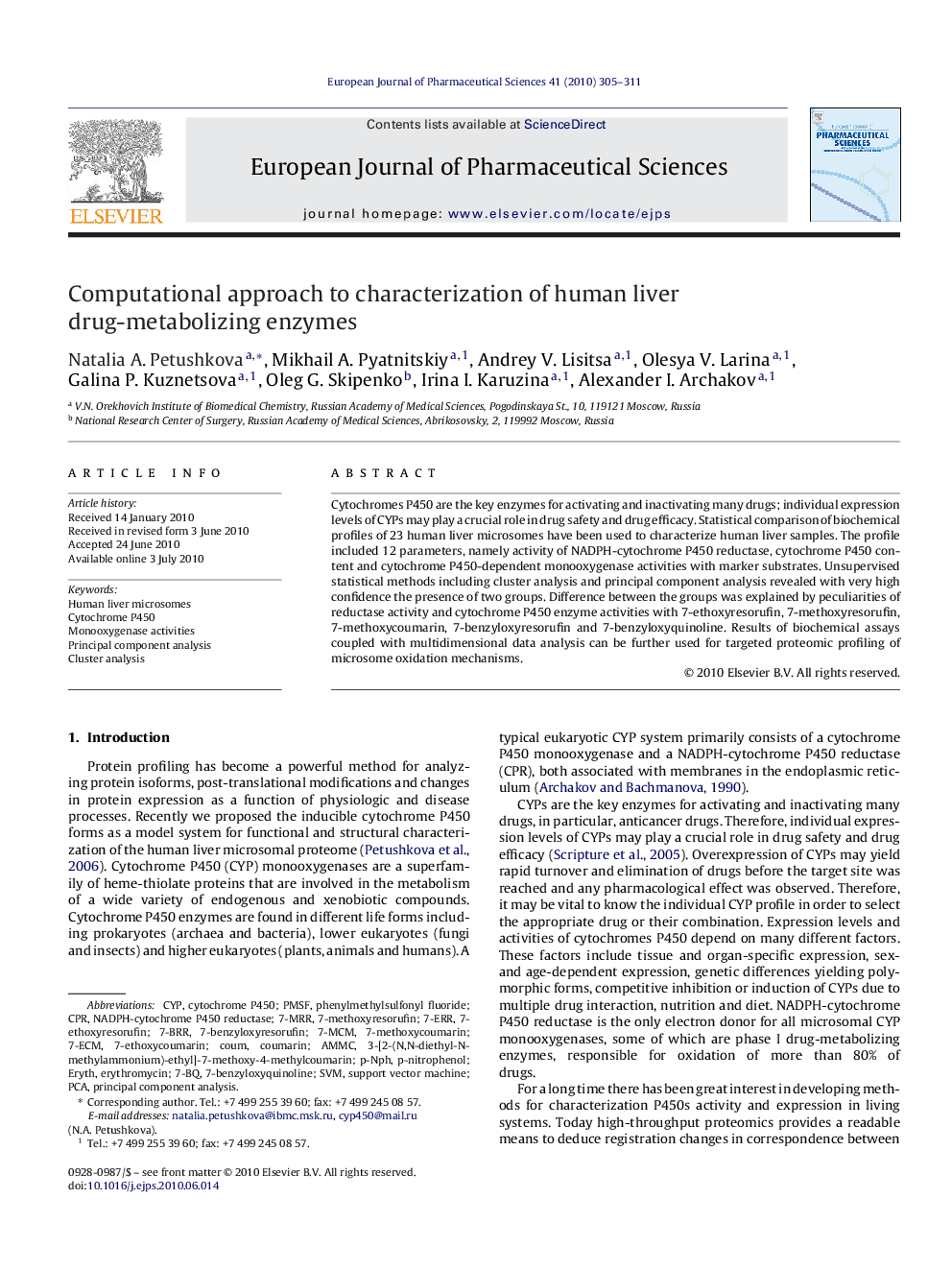 Computational approach to characterization of human liver drug-metabolizing enzymes