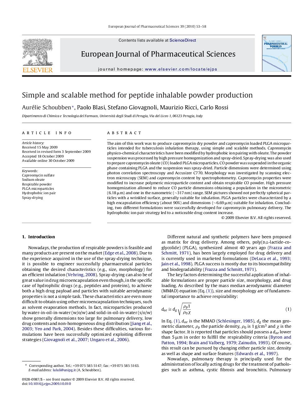 Simple and scalable method for peptide inhalable powder production