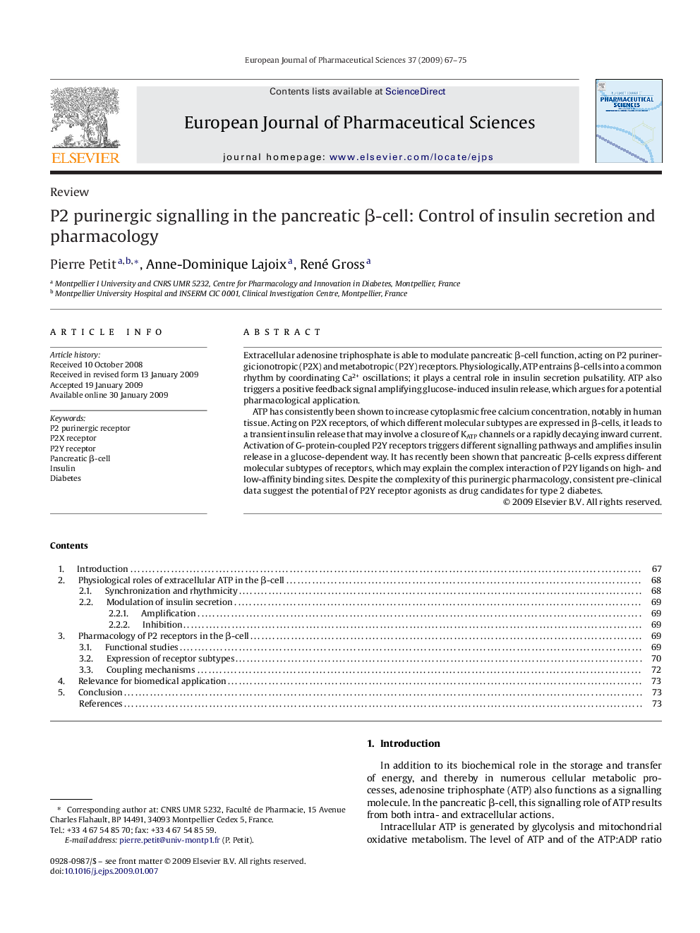 P2 purinergic signalling in the pancreatic β-cell: Control of insulin secretion and pharmacology