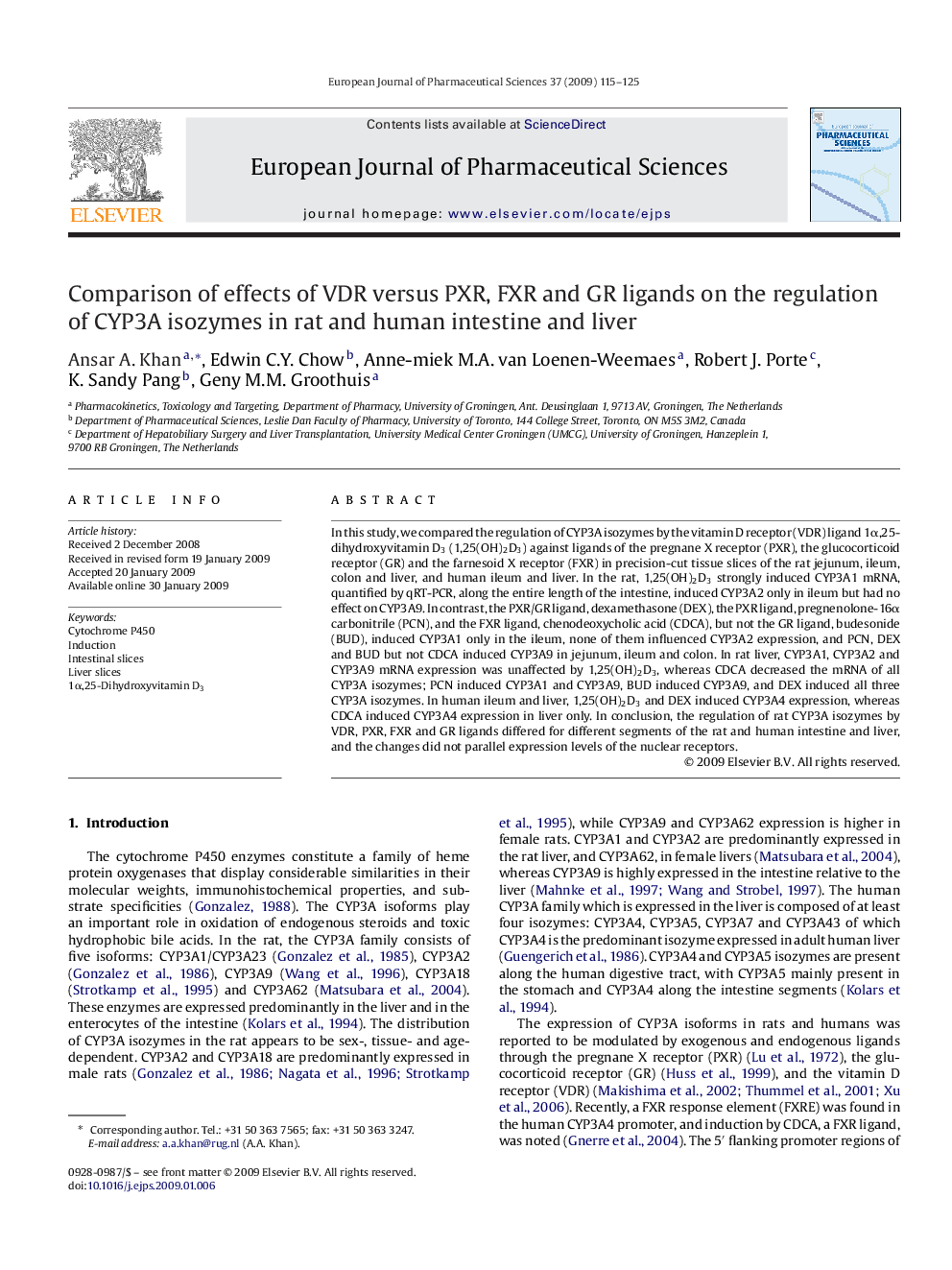 Comparison of effects of VDR versus PXR, FXR and GR ligands on the regulation of CYP3A isozymes in rat and human intestine and liver