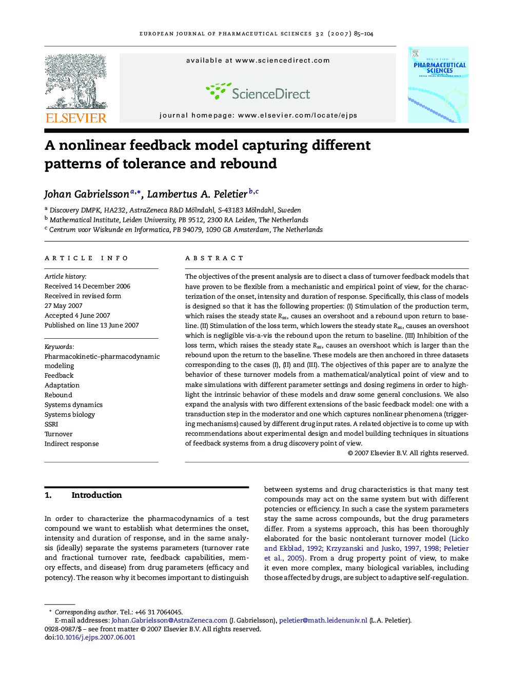 A nonlinear feedback model capturing different patterns of tolerance and rebound