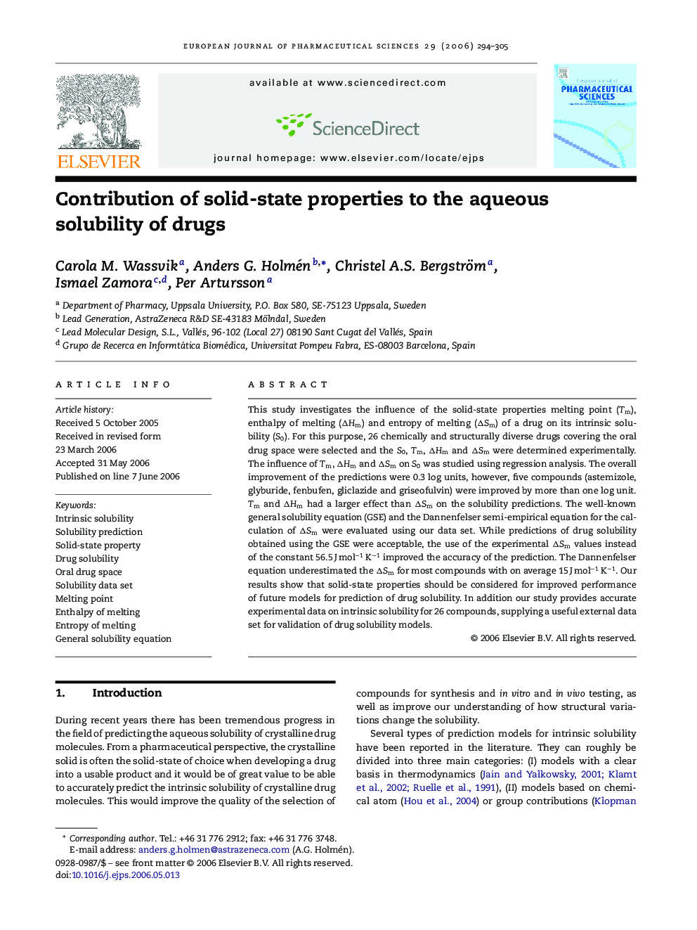 Contribution of solid-state properties to the aqueous solubility of drugs