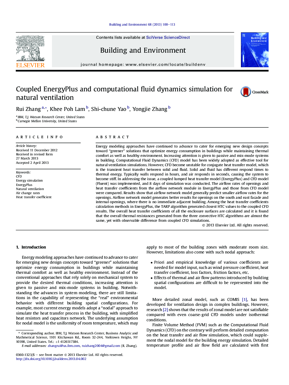 Coupled EnergyPlus and computational fluid dynamics simulation for natural ventilation