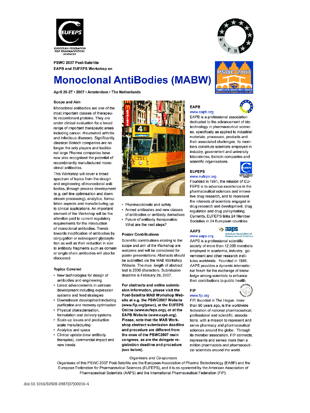 EUFEPS and EAPB announcment on Monoclonal AntiBodies (MABW) Workshop