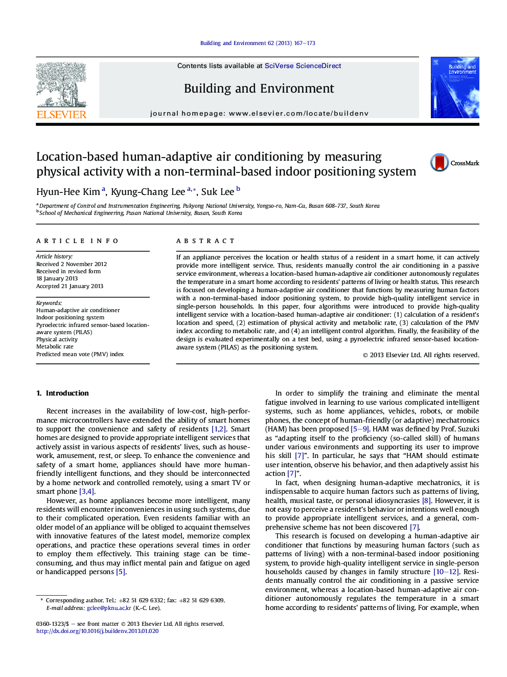 Location-based human-adaptive air conditioning by measuring physical activity with a non-terminal-based indoor positioning system