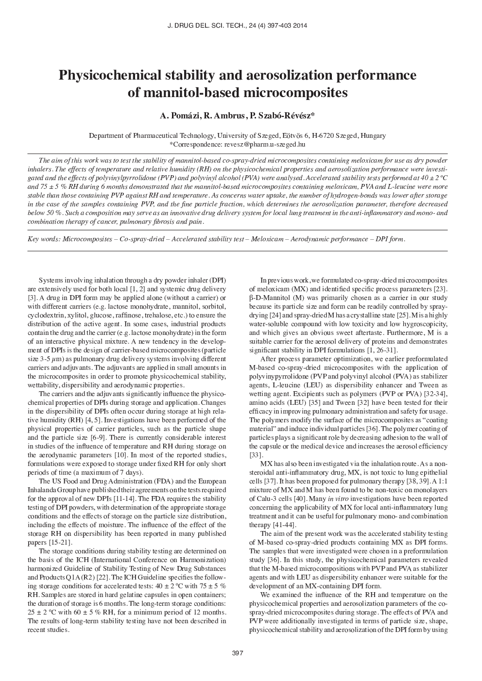 Physicochemical stability and aerosolization performance of mannitol-based microcomposites