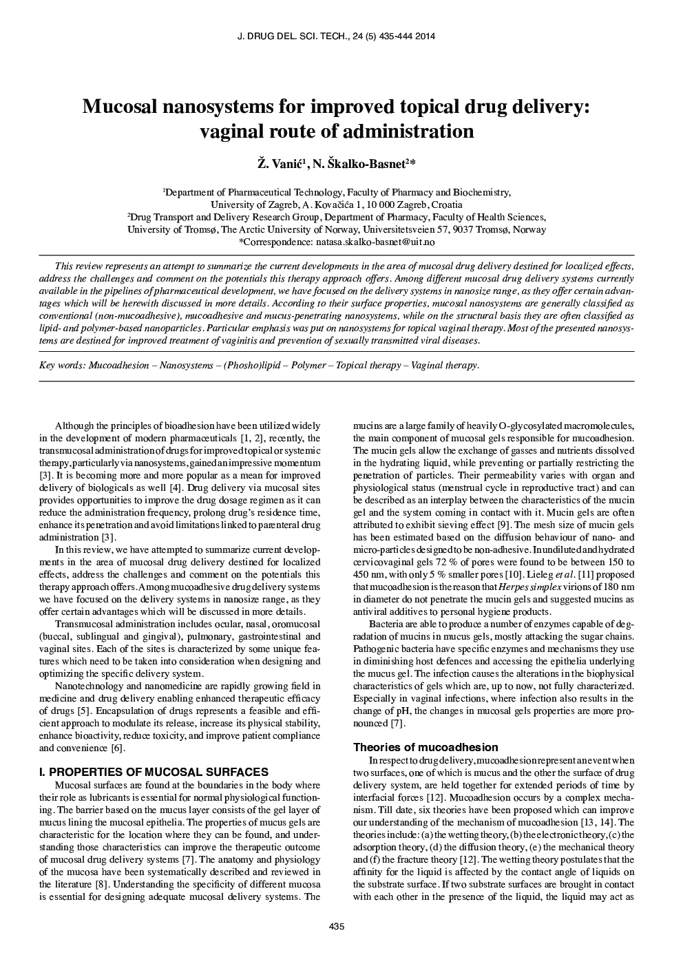 Mucosal nanosystems for improved topical drug delivery: vaginal route of administration