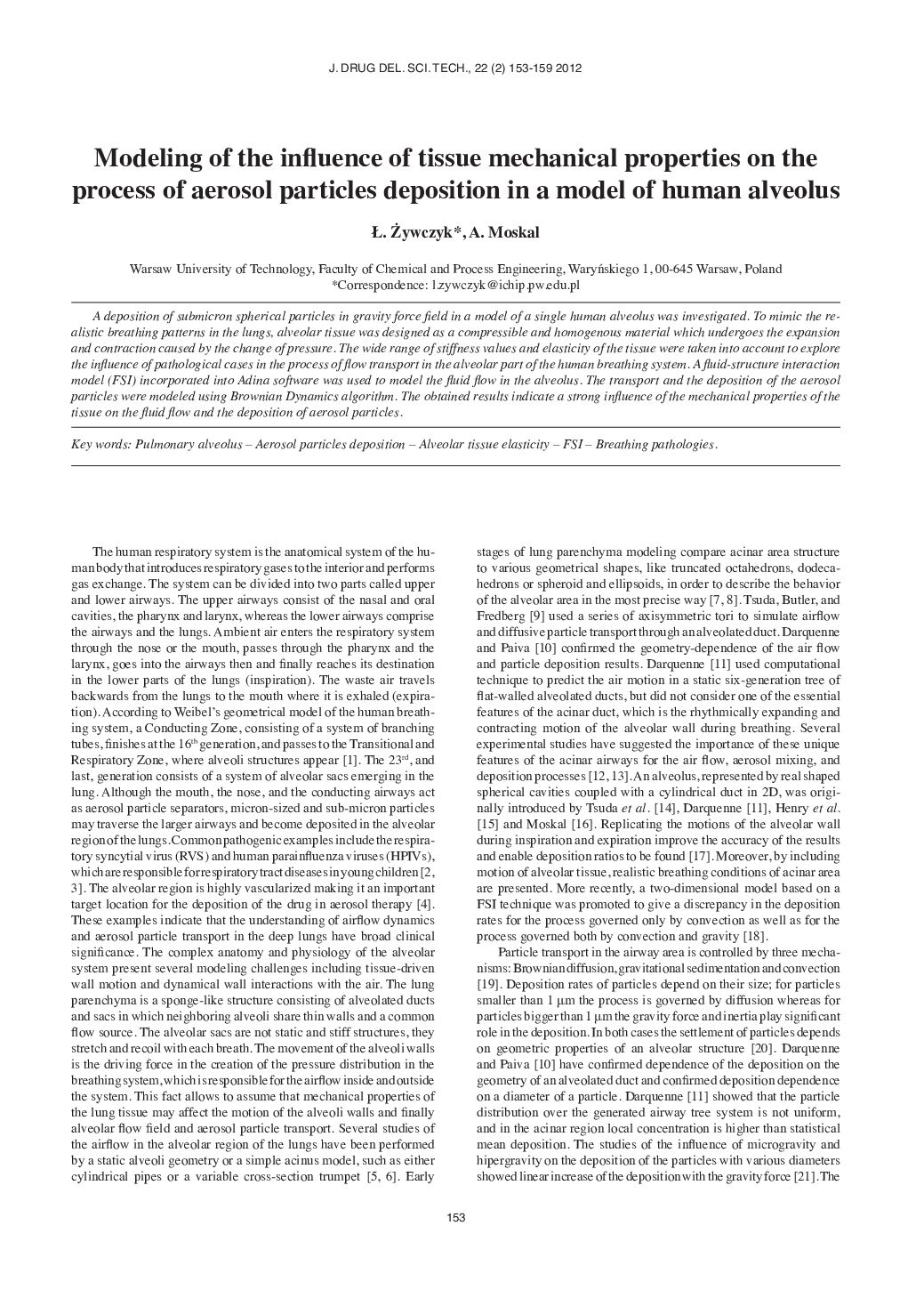 Modeling of the influence of tissue mechanical properties on the process of aerosol particles deposition in a model of human alveolus