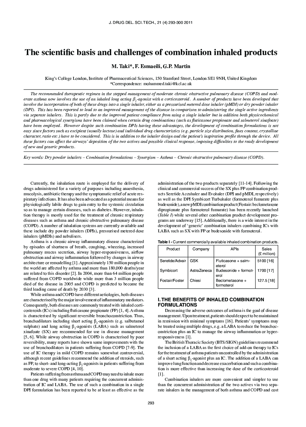 The scientific basis and challenges of combination inhaled products