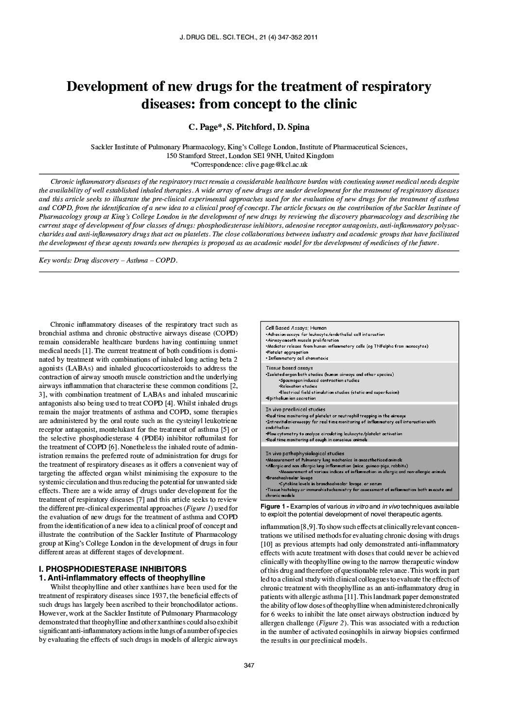 Development of new drugs for the treatment of respiratory diseases: from concept to the clinic