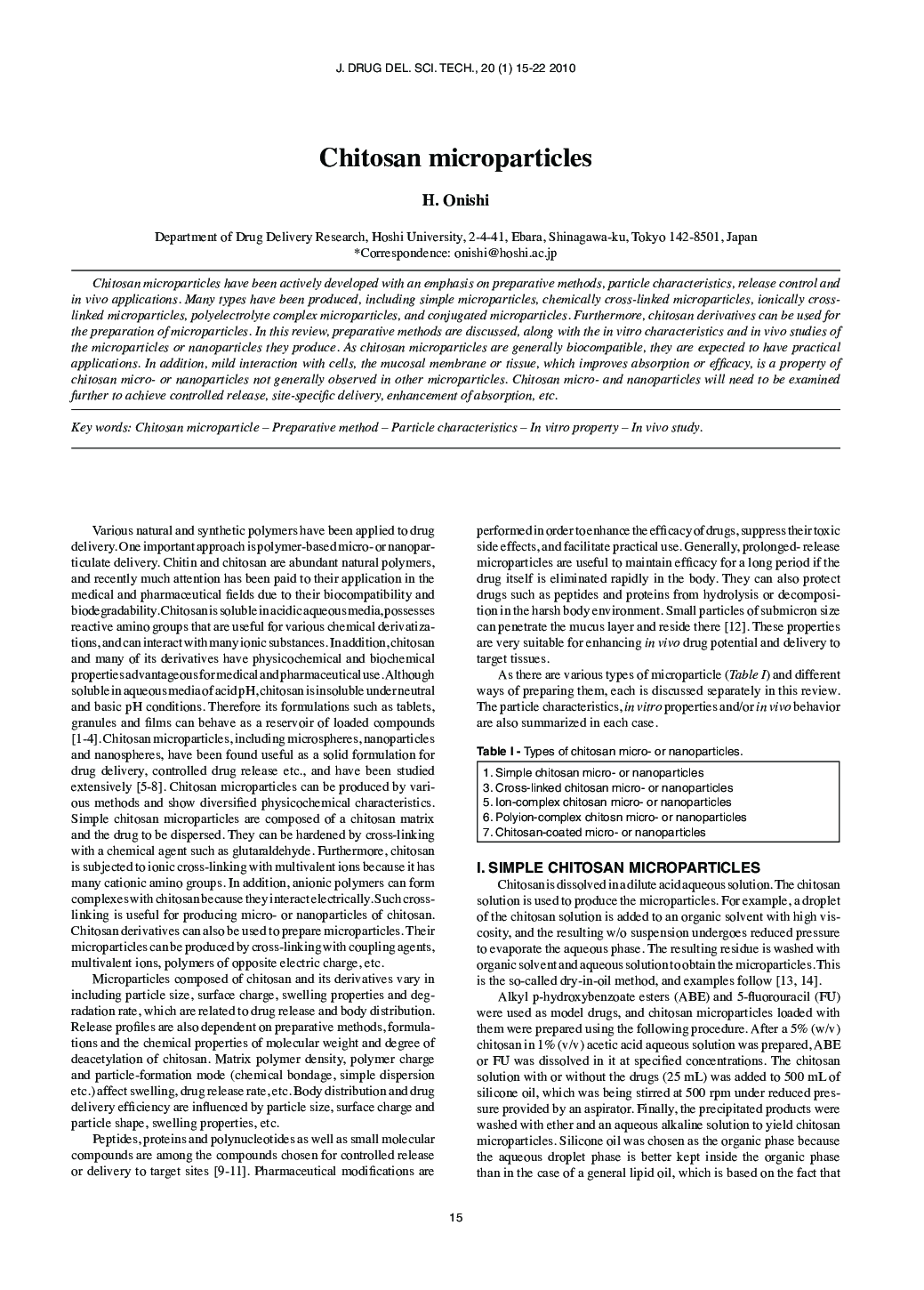 Chitosan microparticles