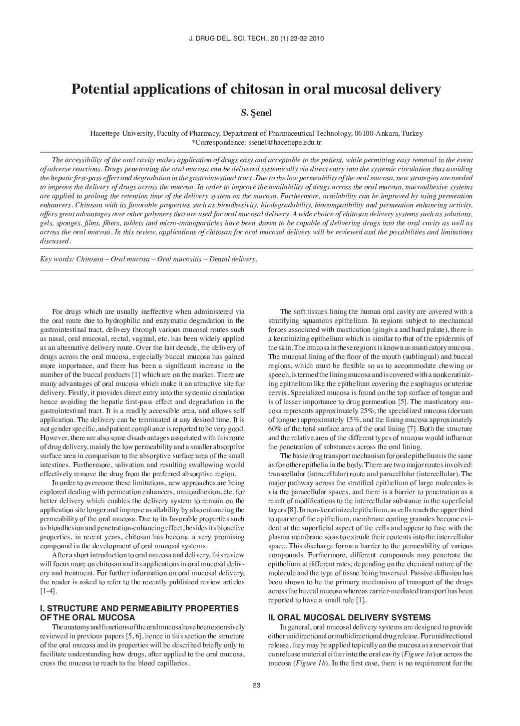 Potential applications of chitosan in oral mucosal delivery