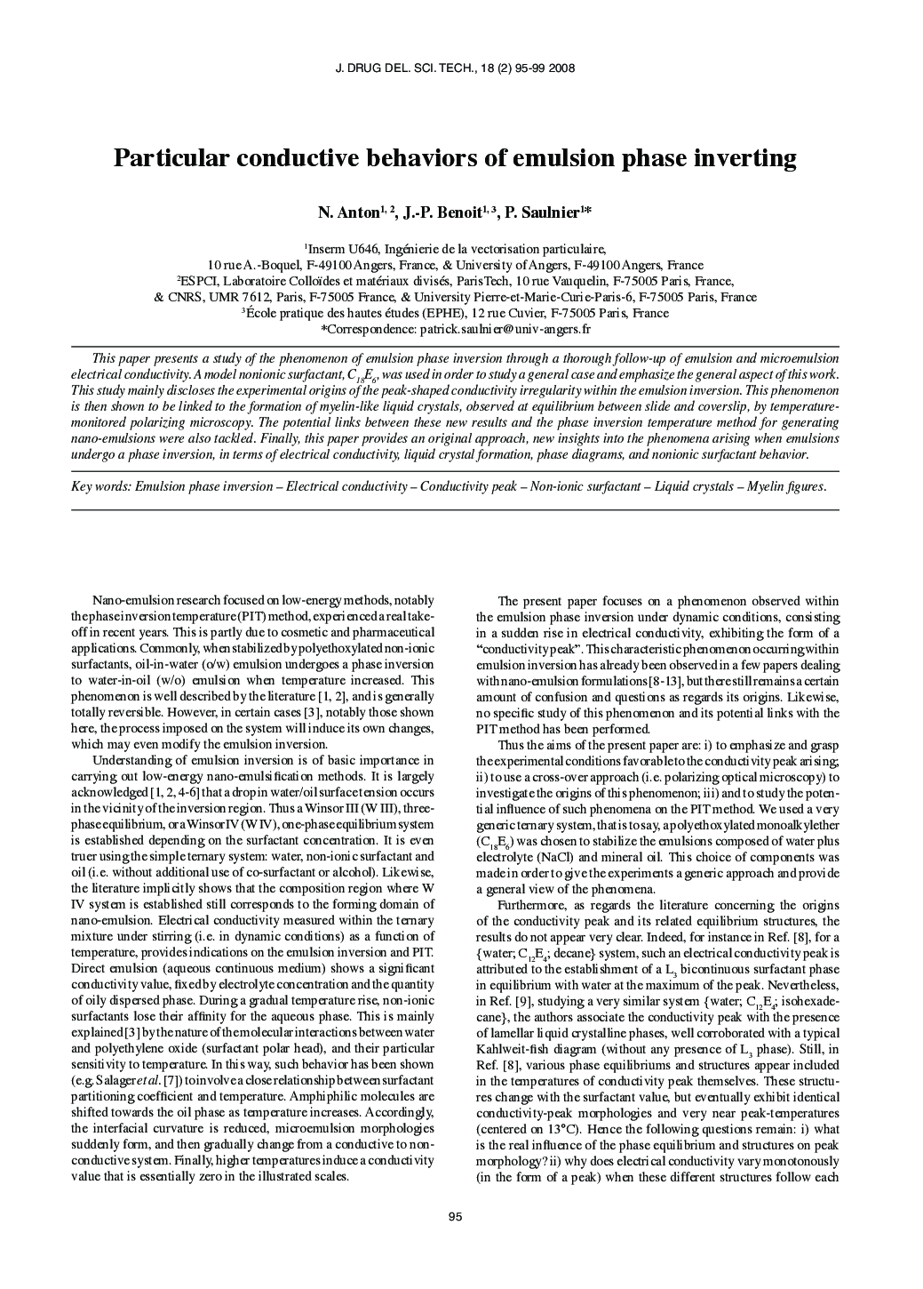 Particular conductive behaviors of emulsion phase inverting