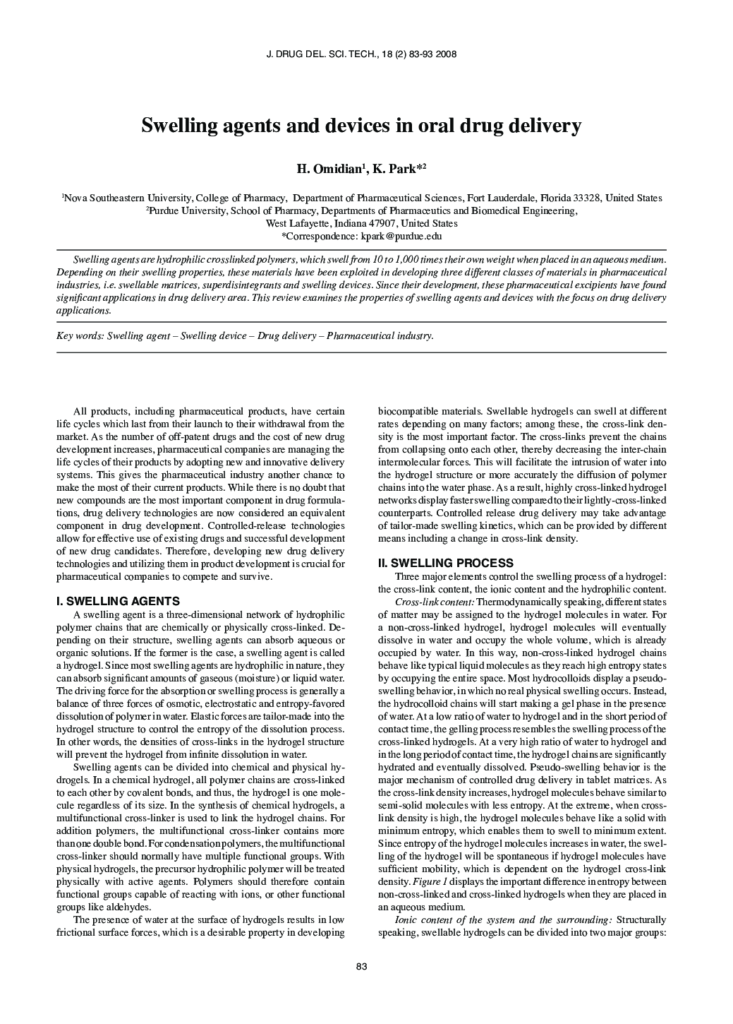 Swelling agents and devices in oral drug delivery