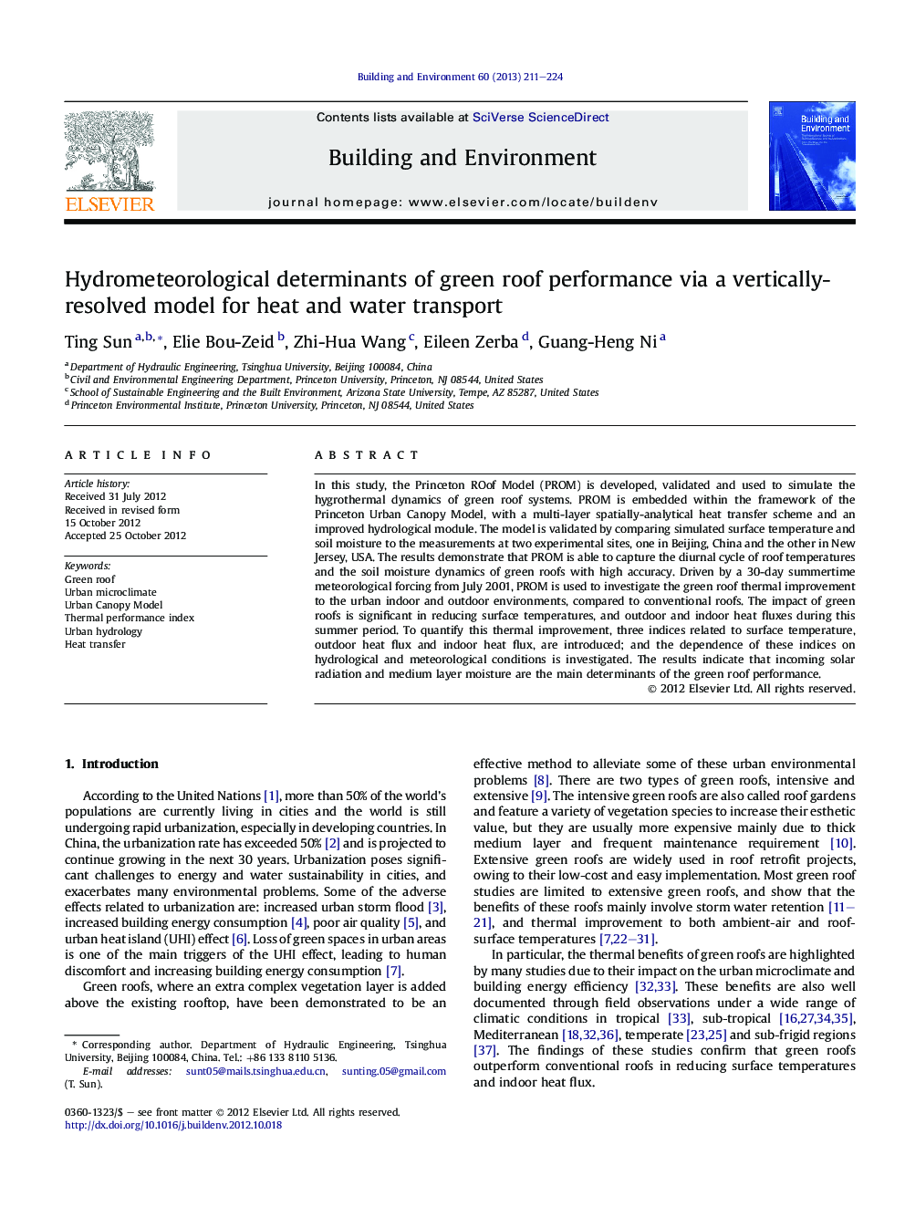 Hydrometeorological determinants of green roof performance via a vertically-resolved model for heat and water transport