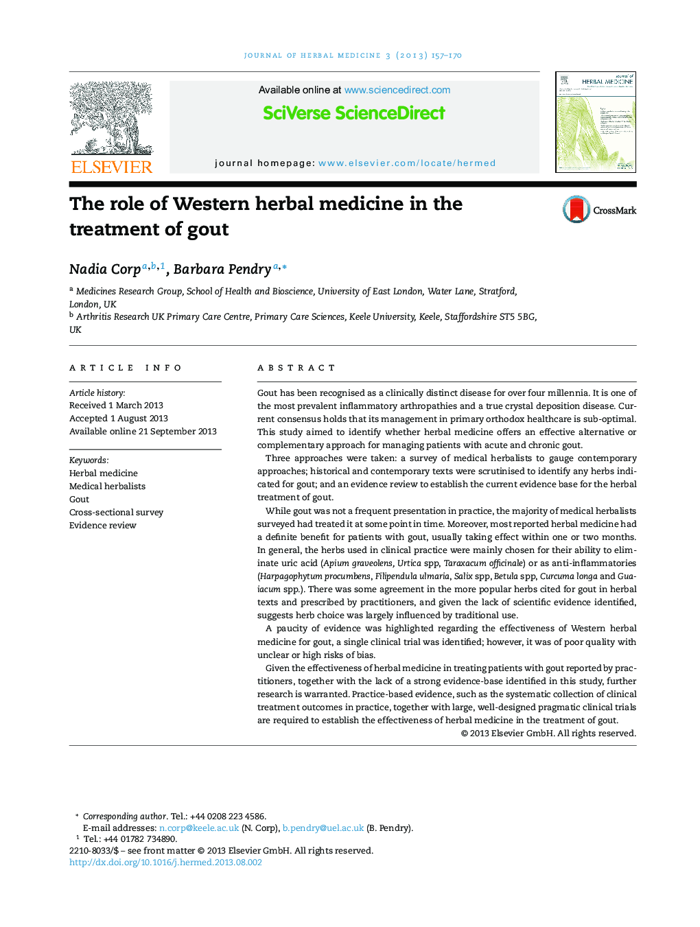 The role of Western herbal medicine in the treatment of gout
