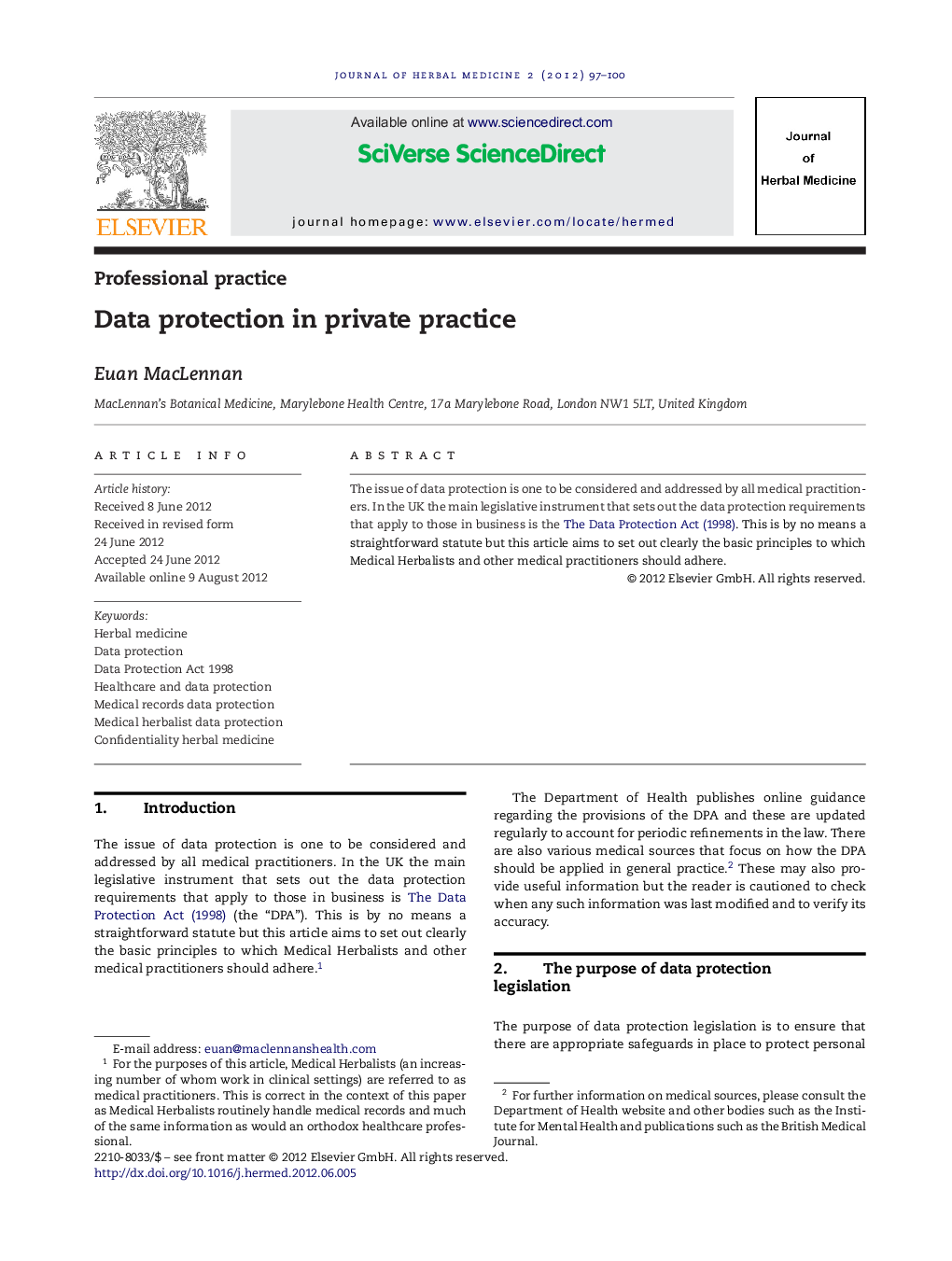 Data protection in private practice