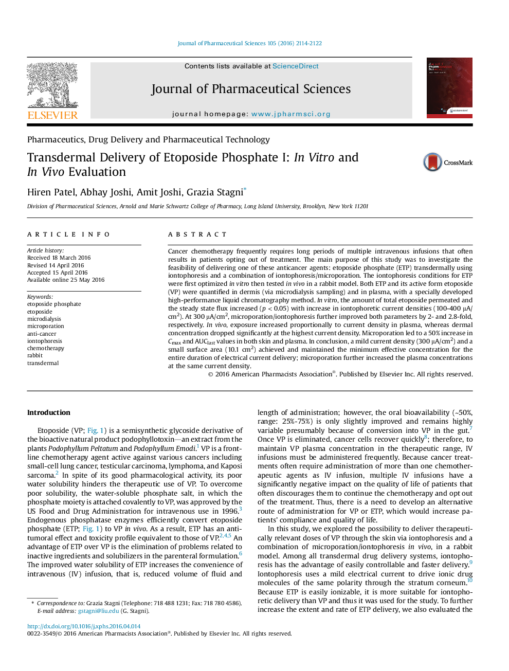 Transdermal Delivery of Etoposide Phosphate I: In Vitro and In Vivo Evaluation