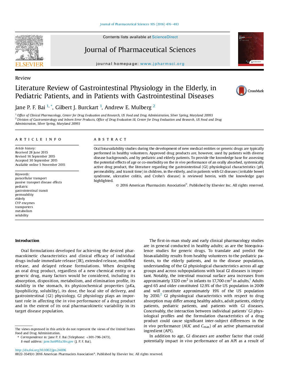 Literature Review of Gastrointestinal Physiology in the Elderly, in Pediatric Patients, and in Patients with Gastrointestinal Diseases