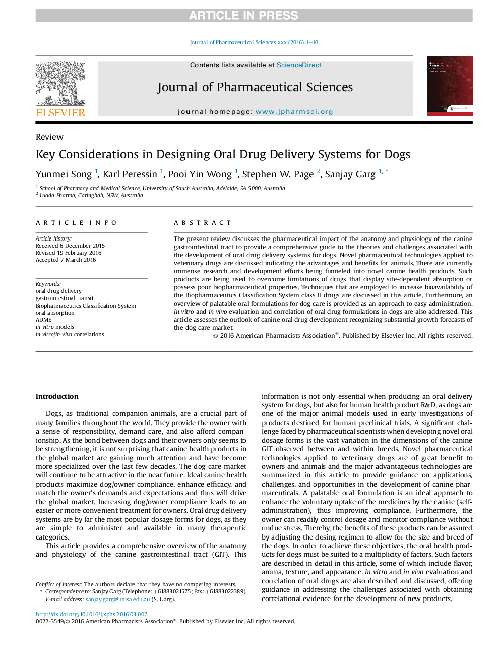 Key Considerations in Designing Oral Drug Delivery Systems for Dogs