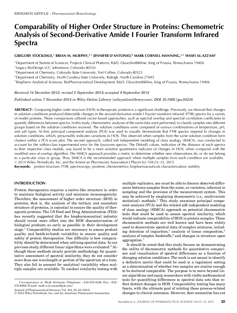 Comparability of Higher Order Structure in Proteins: Chemometric Analysis of Second-Derivative Amide I Fourier Transform Infrared Spectra