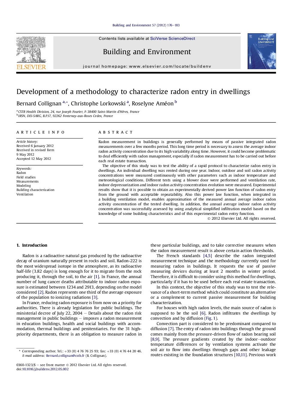 Development of a methodology to characterize radon entry in dwellings