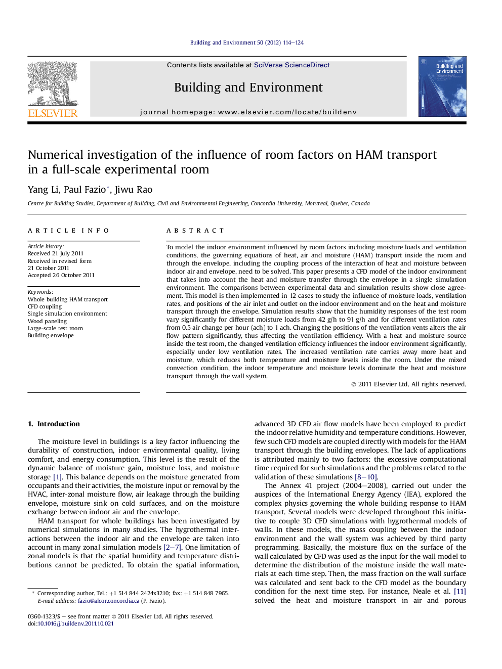 Numerical investigation of the influence of room factors on HAM transport in a full-scale experimental room