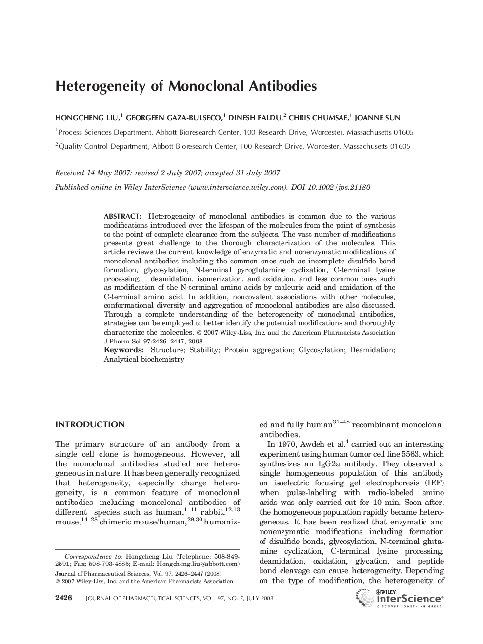 Heterogeneity of Monoclonal Antibodies