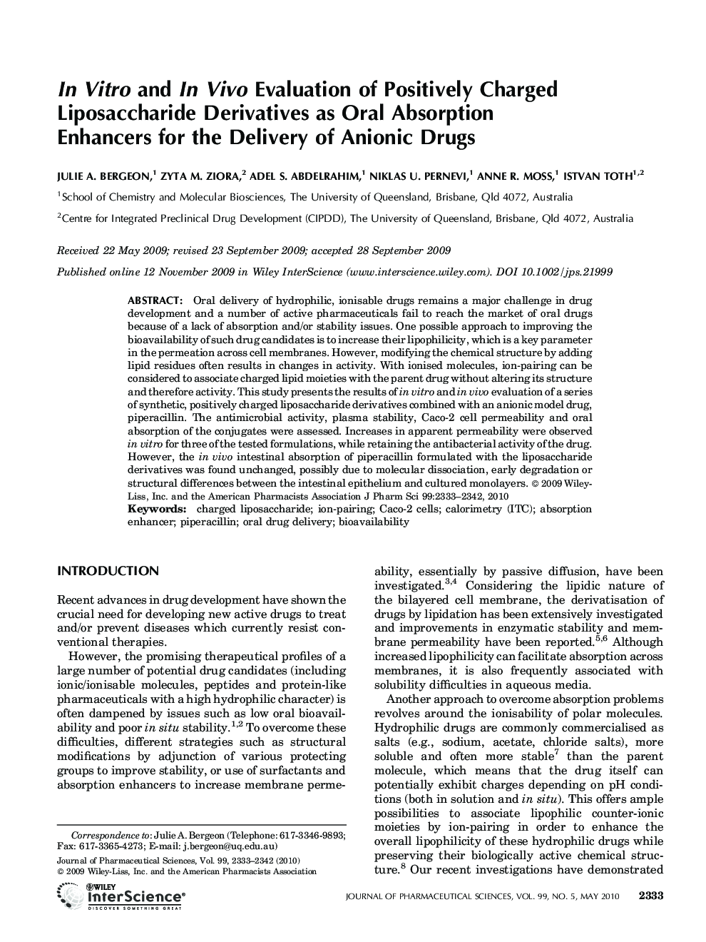 In vitro and In vivo evaluation of positively charged liposaccharide derivatives as oral absorption enhancers for the delivery of anionic drugs