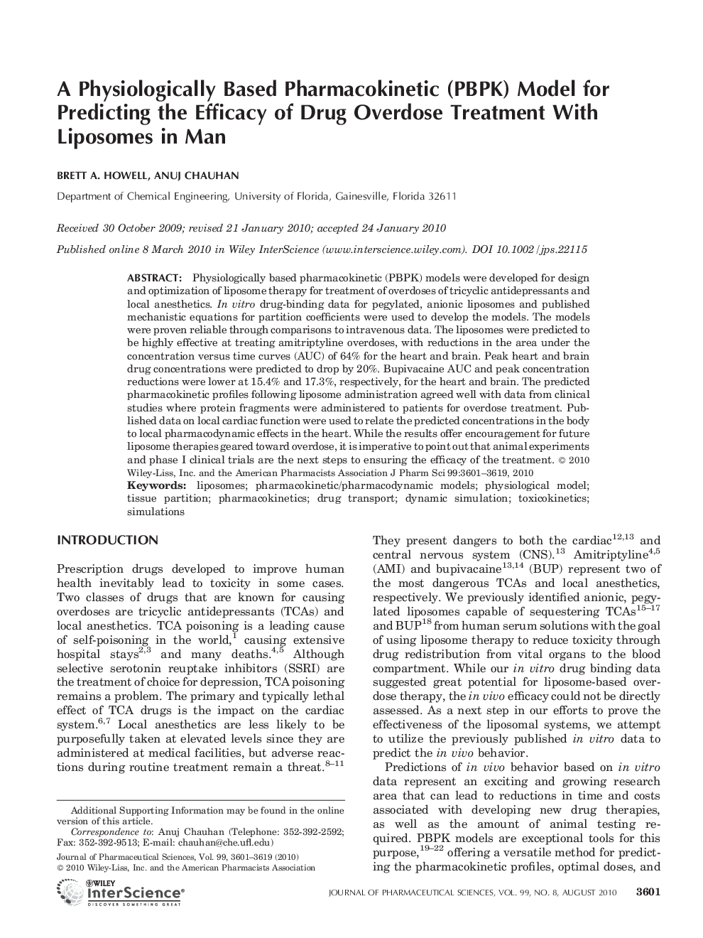 A Physiologically Based Pharmacokinetic (PBPK) Model for Predicting the Efficacy of Drug Overdose Treatment With Liposomes in Man