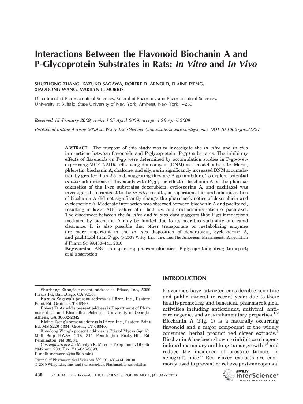 Interactions between the flavonoid biochanin A and P-glycoprotein substrates in rats: In vitro and in vivo