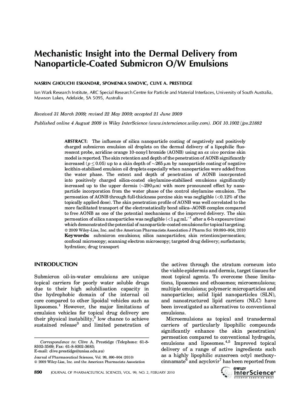 Mechanistic insight into the dermal delivery from nanoparticle-coated submicron O/W emulsions