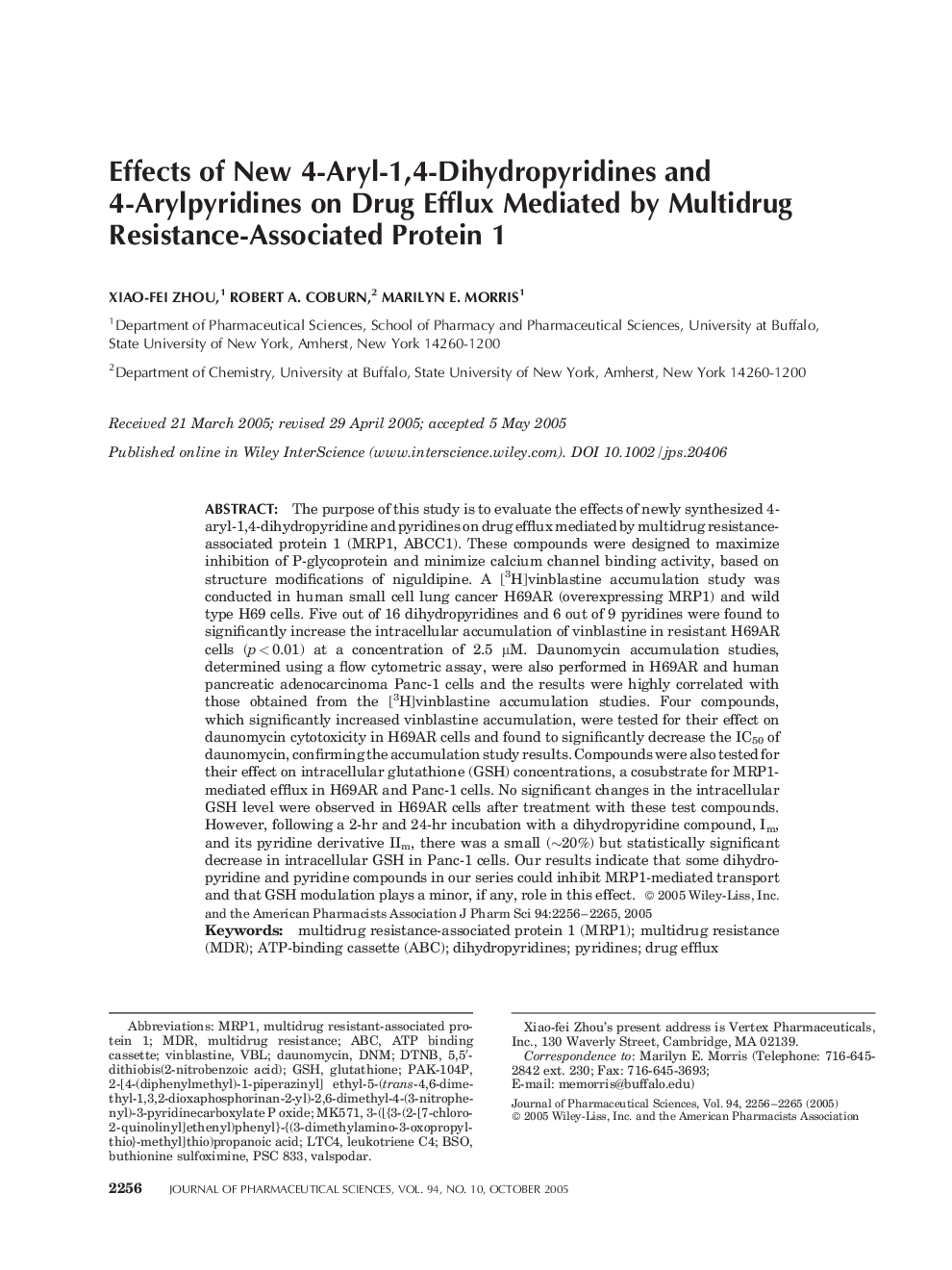 Effects of New 4-Aryl-1,4-Dihydropyridines and 4-Arylpyridines on Drug Efflux Mediated by Multidrug Resistance-Associated Protein 1