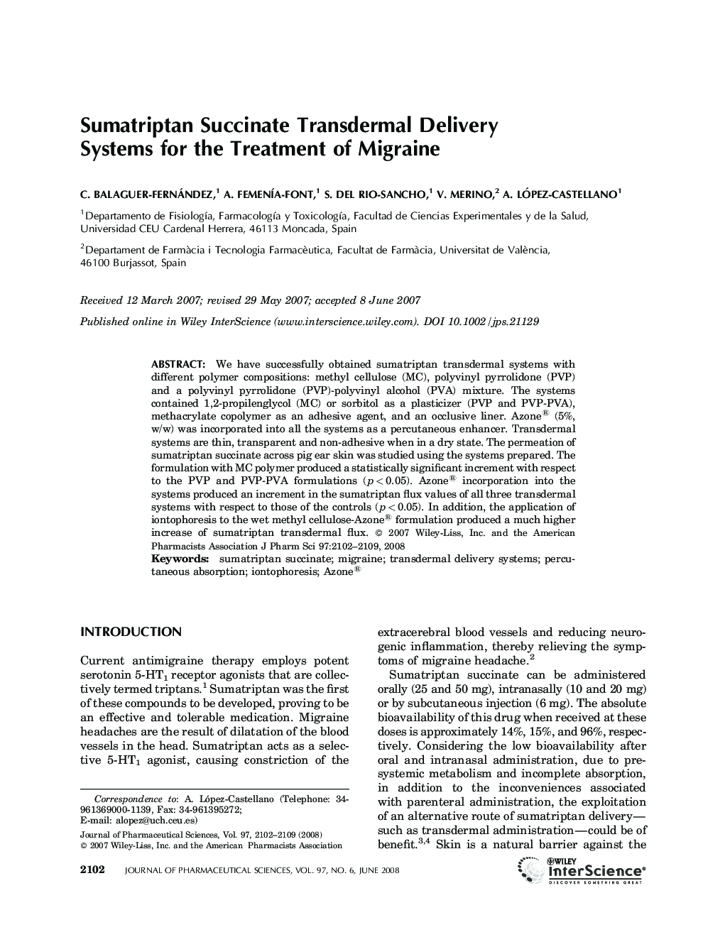 Sumatriptan Succinate Transdermal Delivery Systems for The Treatment of Migraine