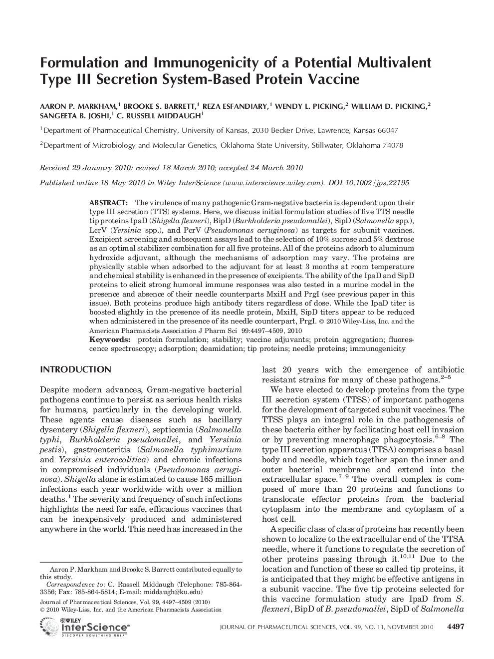 Formulation and Immunogenicity of a Potential Multivalent Type III Secretion System-Based Protein Vaccine