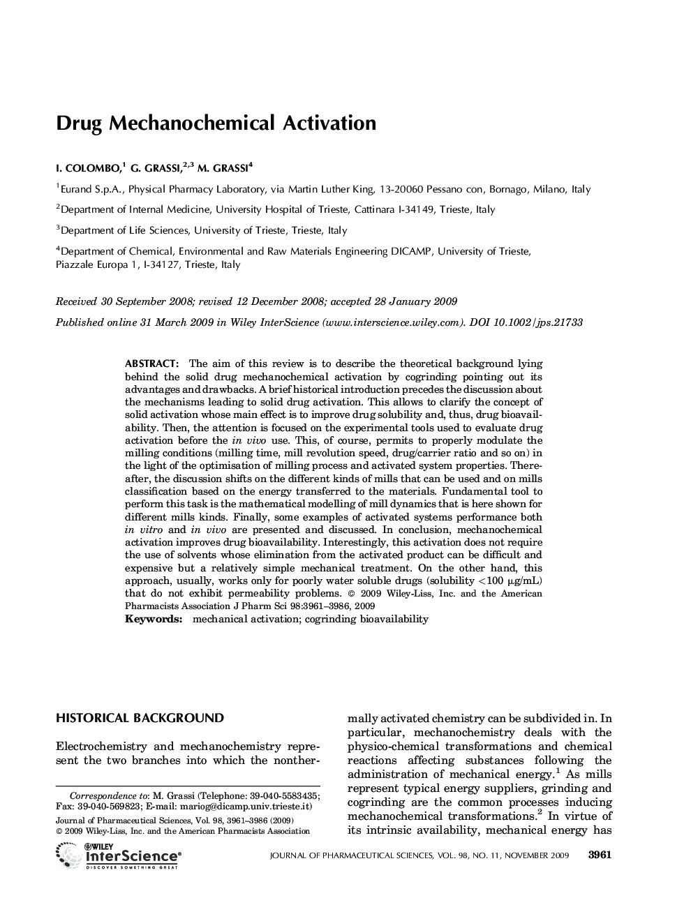 Drug mechanochemical activation